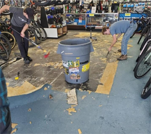 58 Year old Carpet being torn out of store.