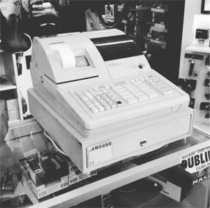 Old time cash register used at Dublin Cyclery.